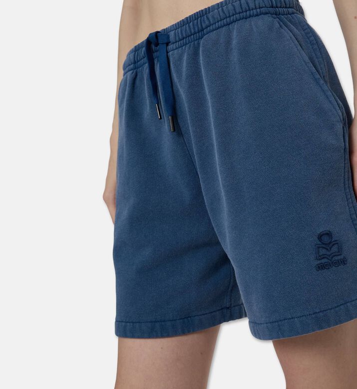 Isabel Marant Cotton Drawstring Shorts, Indigo, 38, Model View
