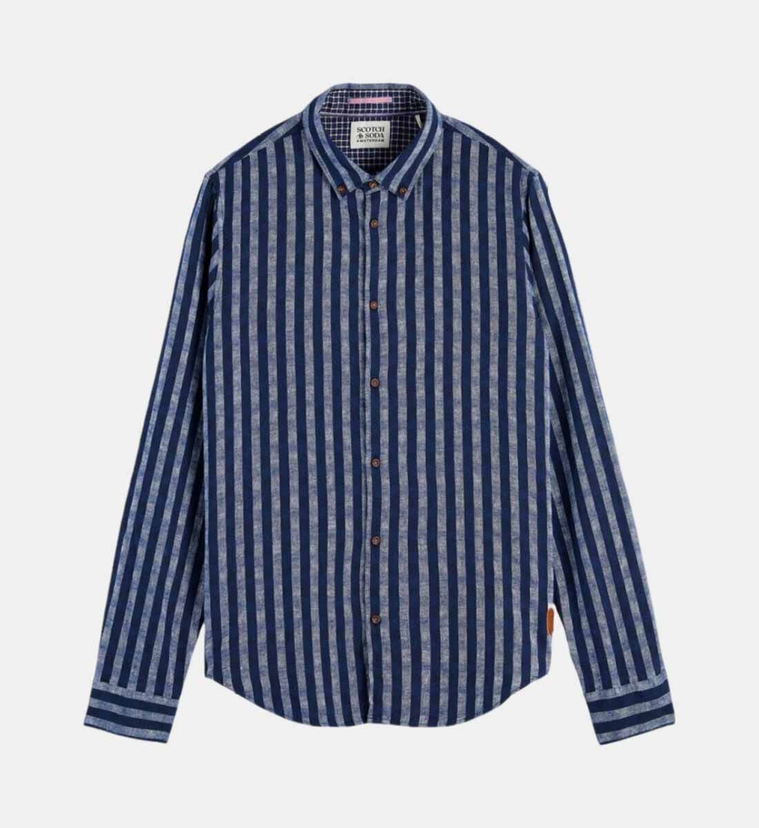 Scotch And Soda Linen blend Checked Slim fit Shirt Shirts