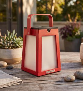 Les Jardins Tink Aluminum Solar Lantern, Red, Packshot View
