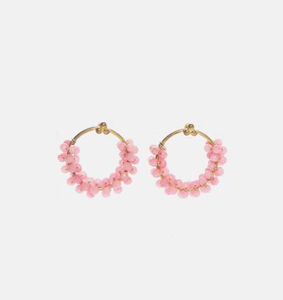 Round Shape Rose Quartz Gold-plated Earrings