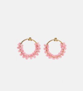 Round Shape Rose Quartz Gold-plated Earrings Round Shape Rose Quartz Gold-plated Earrings
