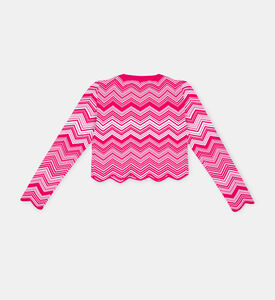 Zigzag Print Cropped Cardigan