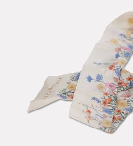 Strathberry Silk Printed Scarf, Beige, Packshot View