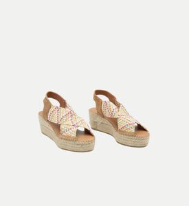 حذاء إسبادريل ماساي بكعب متوسط مخطط بمزيج قطن ورافيا