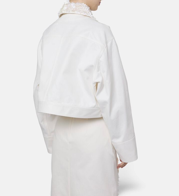 Plan C Cotton Long-sleeve Jacket, Off-white, 40, Model View