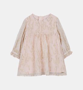 Long-sleeve Ruffled Shimmer Dress