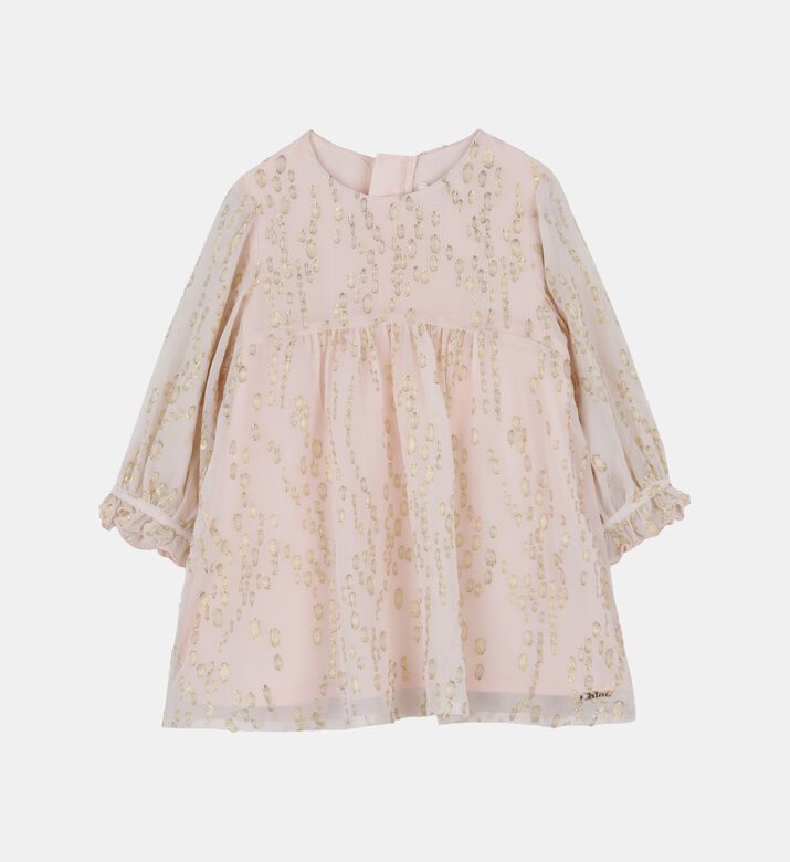 Long-sleeve Ruffled Shimmer Dress