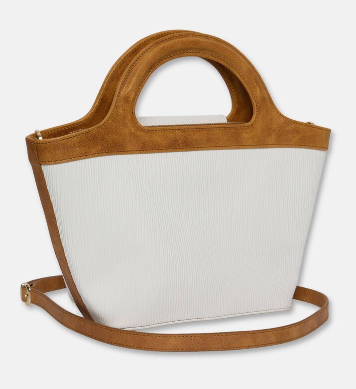 Manc Juliette Logo Plaque V-shaped Mini Tote, White, Packshot View