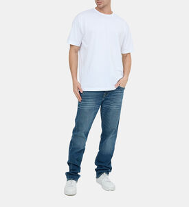 Five-pockets Dark Wash Straight-fit Pants