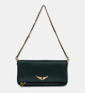 Zadig et Voltaire Rock Grained Leather Clutch, Green, Packshot View
