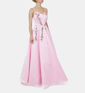 Floral-embroidery V-neck Dress