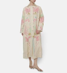 Forte-Forte Floral-embroidery Button Closure Coat, Model View