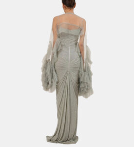 Shimmered Ruffled Cape Maxi Gown Shimmered Ruffled Cape Maxi Gown