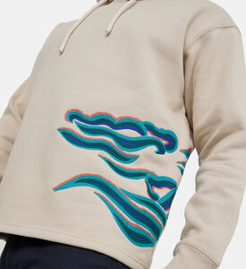 هودي قطن مطرز بموجة