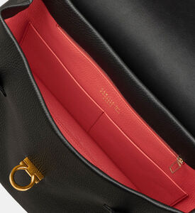 Camille Fournet Signature Calf Leather Pleated Flap Tote Bag, Black, Packshot View