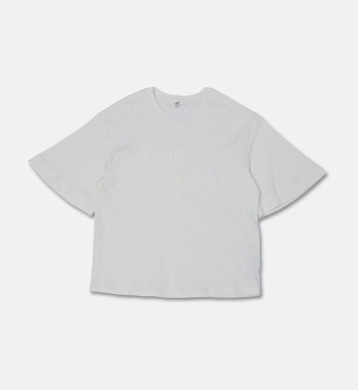 Chloe Logo-embroidery Short-sleeve T-shirt, Off-white, 8y, Packshot View