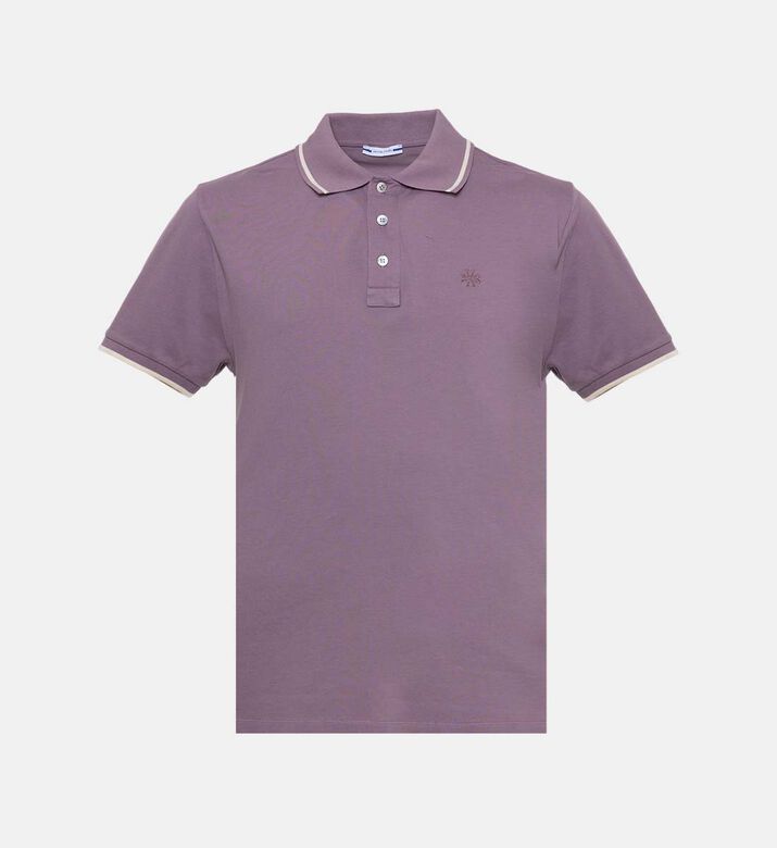 قميص بولو قطن بحواف متباينة