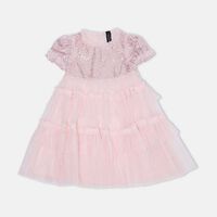 Annalise Puff-sleeve Tiered Tulle Dress