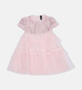 فستان أناليس بأكمام منفوشة وطبقات تول