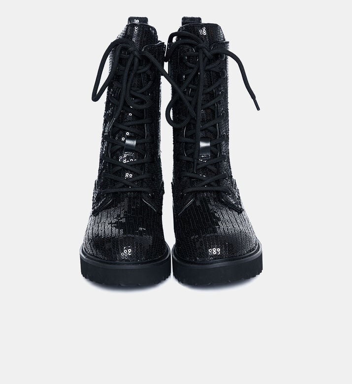 Sequined Flat Heel Boots