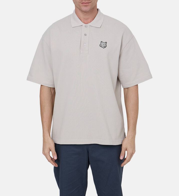 Bold Fox Head Patch Oversized Polo Shirt