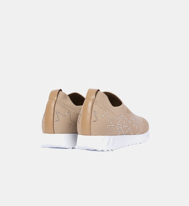 Baldinini Knit Rhinestone-embellished Slip-ons Sneakers, Light-brown, Eu-40, Packshot View