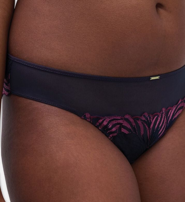 Chantelle Low-rise Waist Tulle Tanga Briefs, Blue, M, Model View