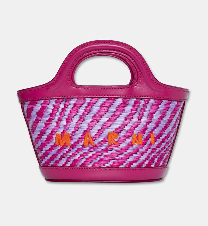Marni Logo-embroidery Top Handle Denim Bag, Purple, Packshot View