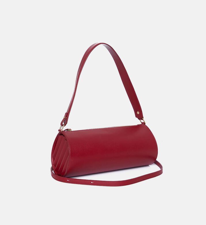 Tube Cylindric Leather Handle Bag