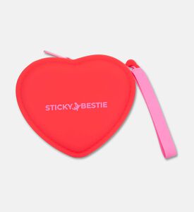 StickyBestie Charm Silicone Heart Pouch, Red, Packshot View