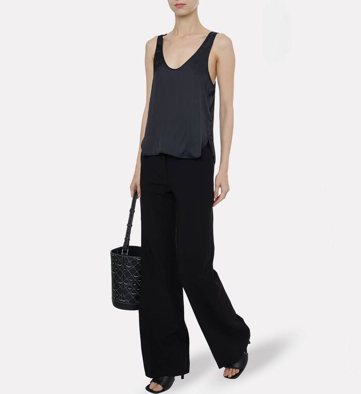Ba and Sh Classic Button Closure Flared Pants, Model View