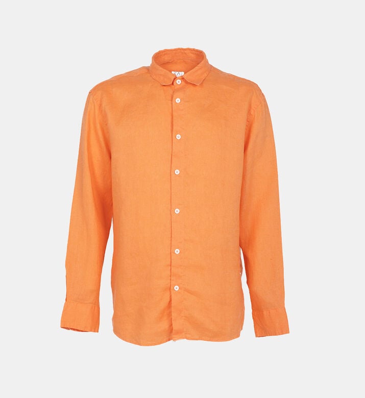 Men Olive Relaxed-fit Linen Shirt Men Olive Relaxed-fit Linen Shirt