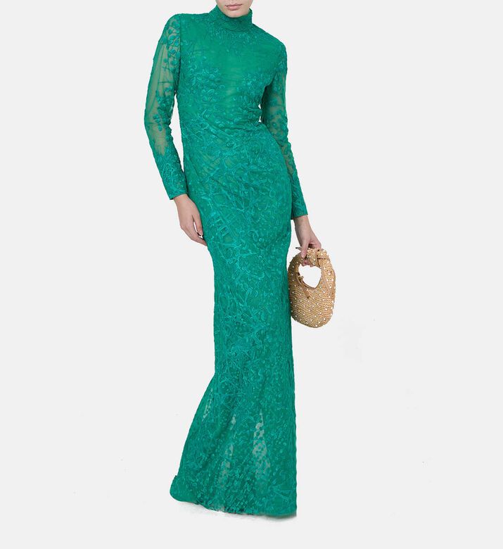 High-neck Embroidered Dress