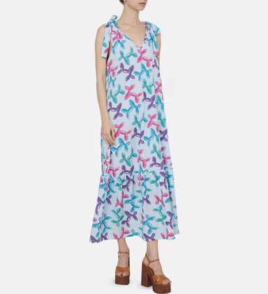 Dog Ballons Printed Long Dress