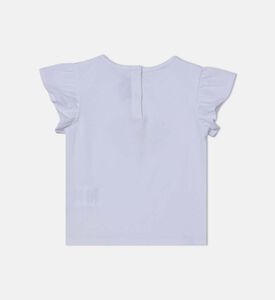 تيشيرت بأكمام مكشكشة بطبعة رسومات توضيحية