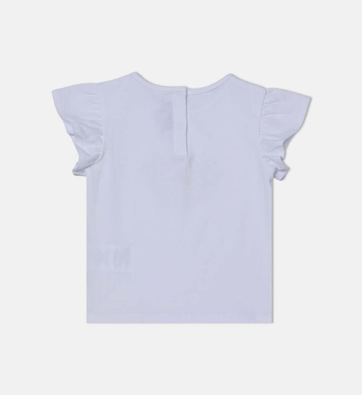 تيشيرت بأكمام مكشكشة بطبعة رسومات توضيحية