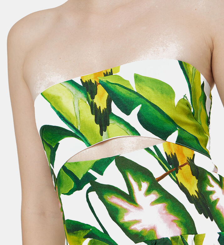 Summer Foliage Strapless Midi Dress Summer Foliage Strapless Midi Dress