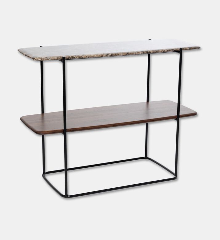 Home Deco and More Shard Single 2-shelves Shelving Unit, Walnut, Packshot View