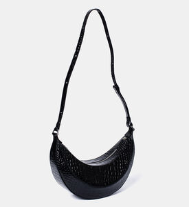 حقيبة موزة من جلد العجل بتأثير جلد التمساح