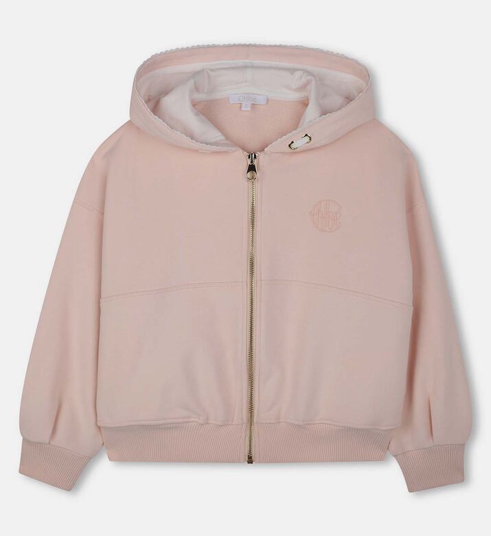 Embroidered Logo Hooded Cardigan