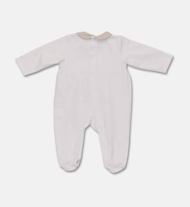 My First Collection Patterned Long-sleeve Rompersuit, Beige, 1m, Packshot View