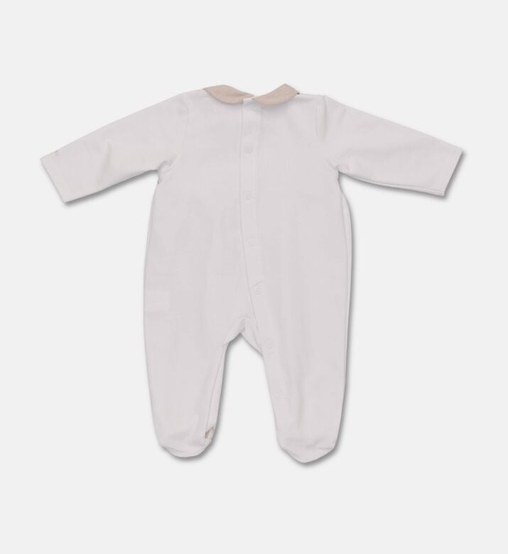 My First Collection Patterned Long-sleeve Rompersuit, Beige, 1m, Packshot View