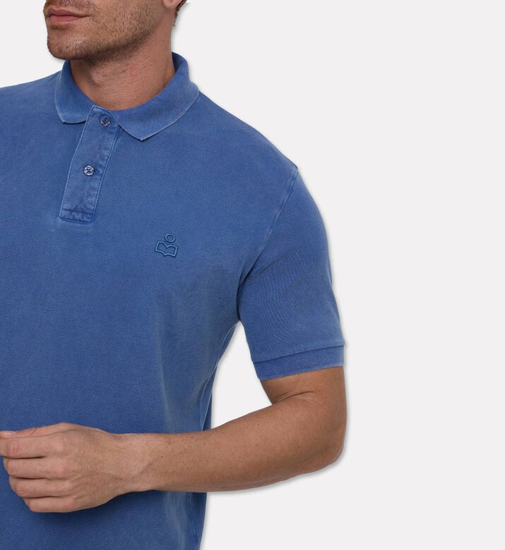 Marant Homme Embroidered Logo Straight-cut Polo Shirt, Indigo, L, Model View