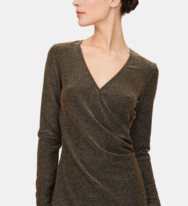 Metallic V-neck Wrap Fitted Dress