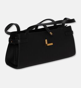 Mlouye Isla Leather Wide Tote Bag, Black, Packshot View