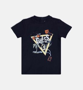 Guess Logo-print Snap Closure T-shirt, Blue, 12m, Packshot View