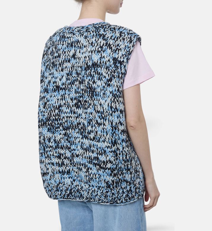 Ganni Knit Logo-embroidery Sleeveless Vest, Model View
