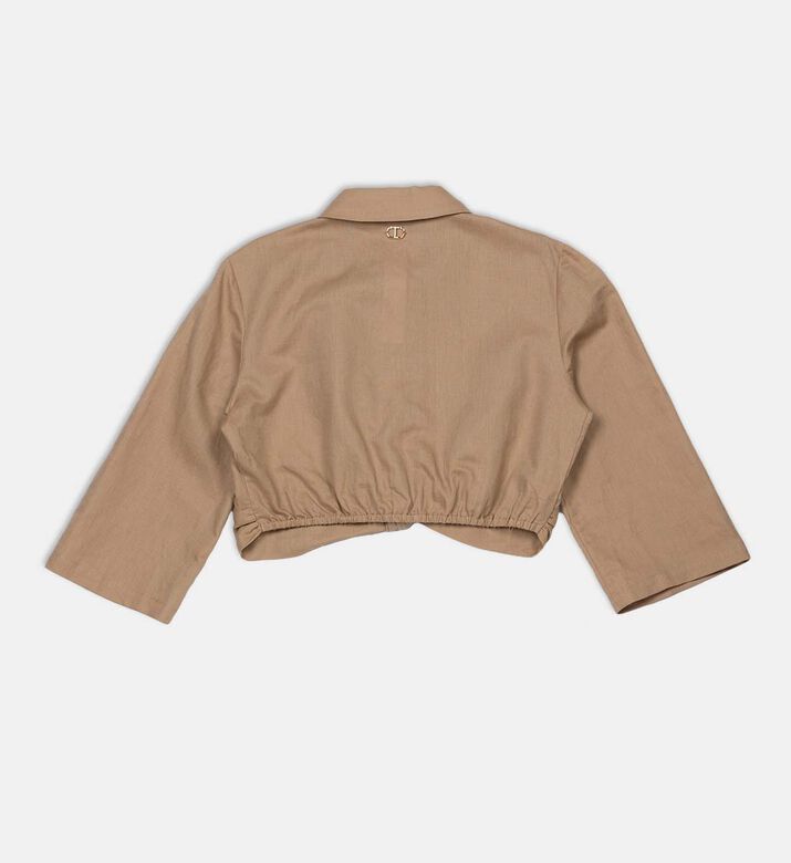 Linen-blend Cropped Shirt