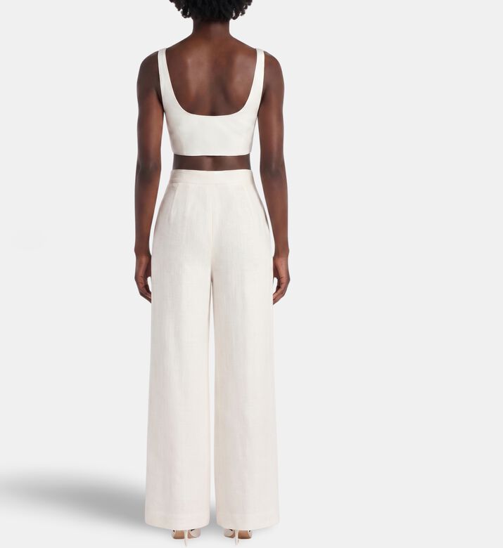 Savanna Galeries Lafayette Linen Draped Trousers, Model View