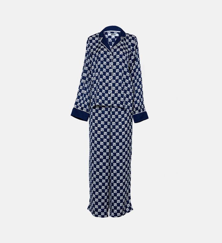 طقم بلوزة بطبعة مربعة